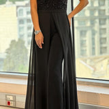 Sequin Maxi Jumpsuit with Overskirt