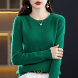 Crew Neck Knit Sweater with Long Sleeves and Ribbed Trim