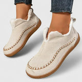 Faux Fur Slip-On Loafers with Round Toe
