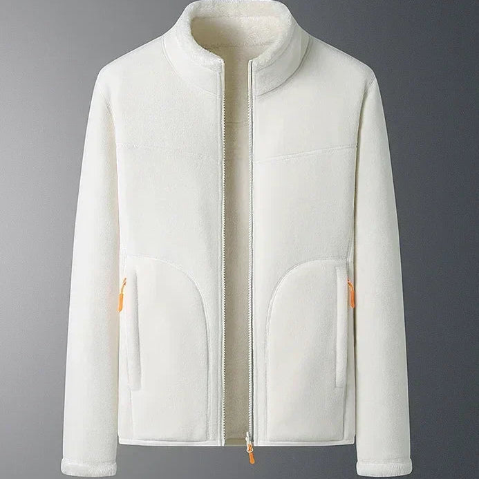 Fleece Zip-Front Jacket with Stand Collar