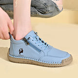 Lace-Up Sneakers with Side Zip and Stitched Sole