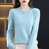 Crew Neck Knit Sweater with Long Sleeves and Ribbed Trim