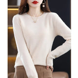 Crew Neck Knit Sweater with Long Sleeves and Ribbed Trim