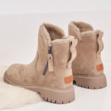 Faux Fur Lined Ankle Boots with Lug Sole and Side Zip