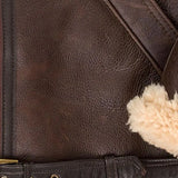 Leather Aviator Jacket with Faux Fur and Zip Front