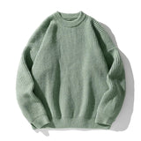 Men's Oversized Crew Neck Ribbed Knit Sweater