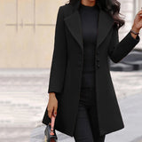Women's Coat with Tailored Waist and Flared Hem for Office Wear