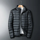 Quilted Puffer Jacket with Stand Collar and Zip Front