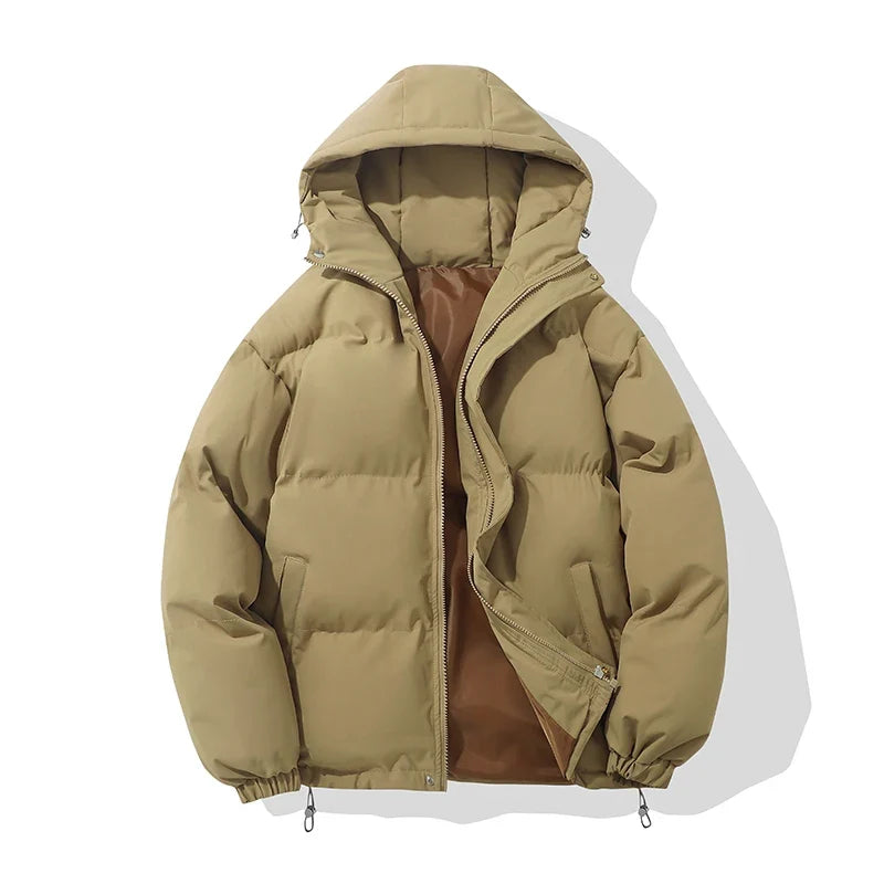 Oversized Cropped Puffer Jacket with Zip Front