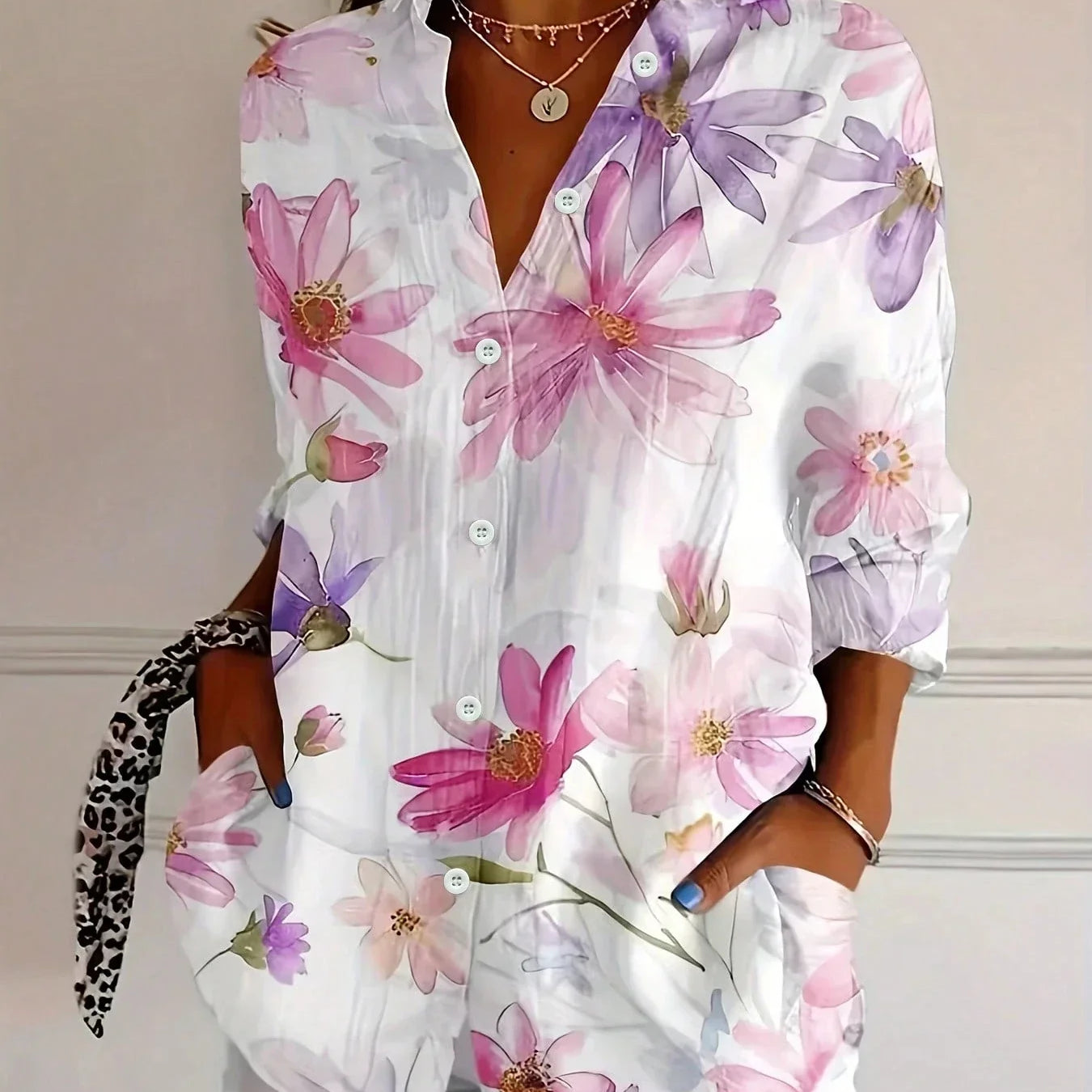 Liora | Casual Colorful Floral Button Blouse Women Shirt
