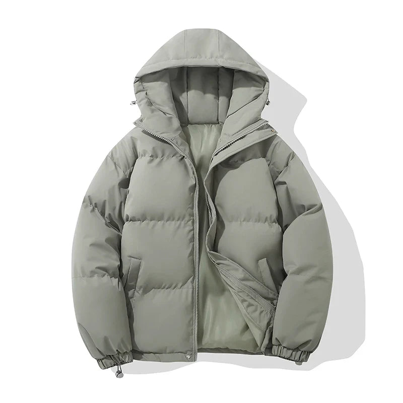 Oversized Cropped Puffer Jacket with Zip Front