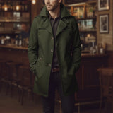Trench Coat with Button Front and Wide Collar