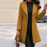 Women's Coat with Tailored Waist and Flared Hem for Office Wear