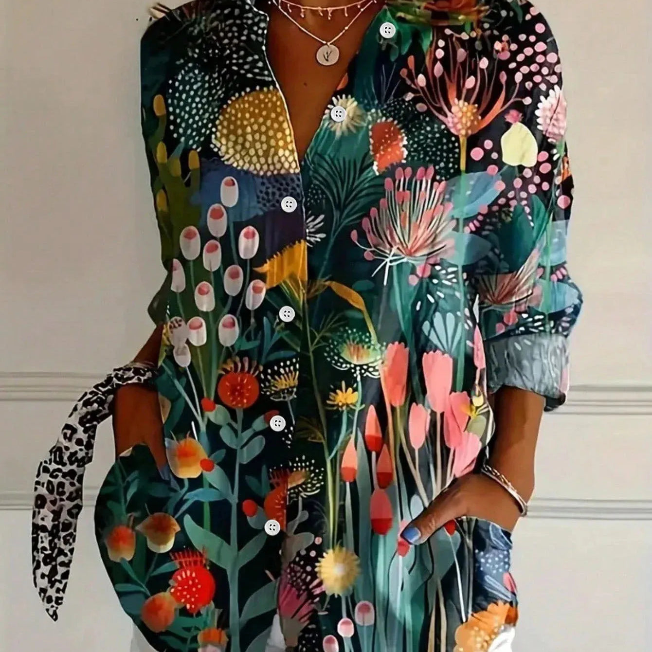 Liora | Casual Colorful Floral Button Blouse Women Shirt