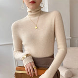 Long Sleeve Ribbed Turtleneck Knit Sweater