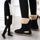 Suede Mid-Calf Boots with Round Toe