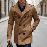 Tailored Double-Breasted Wool Coat with Side Pockets