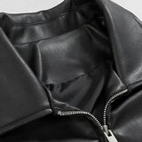 Oversized Point Collar Leather Jacket