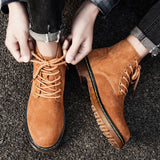 Ankle Boots with Flat Sole and Round Toe