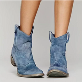 Low Heel Suede Ankle Boots with Round Toe