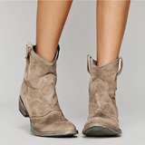 Low Heel Suede Ankle Boots with Round Toe