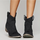 Low Heel Suede Ankle Boots with Round Toe