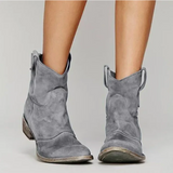 Low Heel Suede Ankle Boots with Round Toe