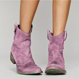 Low Heel Suede Ankle Boots with Round Toe
