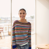 Multicolor Knit Sweater with Crew Neck