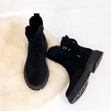 Faux Fur Lined Ankle Boots with Lug Sole and Side Zip