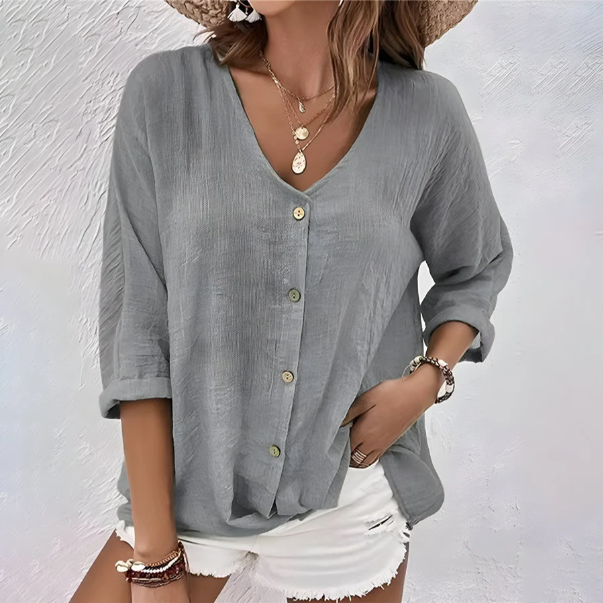 Nerina | Casual Button Blouse Women Relaxed Fit Top