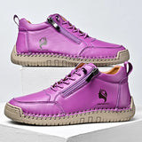 Lace-Up Sneakers with Side Zip and Stitched Sole