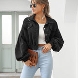 Cropped Corduroy Jacket with Chest Pockets