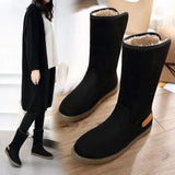 Suede Mid-Calf Boots with Round Toe