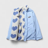 Sherpa-Lined Zip-Front Jacket with Heart Print
