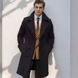 Tailored Wool Coat with Lapel Collar and Side Pockets