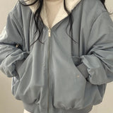 Oversized Hooded Jacket with Faux Fur and Zip Front