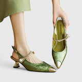 Slingback Heels with Pearl Strap and Pointed Toe
