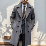 Tailored Wool Coat with Lapel Collar and Side Pockets