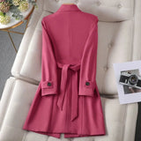 Double-Breasted Blazer Coat with Lapel Collar and Button Cuff