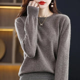 Crew Neck Knit Sweater with Long Sleeves and Ribbed Trim