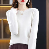 Crew Neck Knit Sweater with Long Sleeves and Ribbed Trim