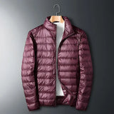 Quilted Puffer Jacket with Stand Collar and Zip Front