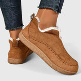 Faux Fur Slip-On Loafers with Round Toe