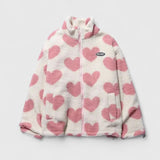 Sherpa-Lined Zip-Front Jacket with Heart Print