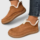 Faux Fur Slip-On Loafers with Round Toe