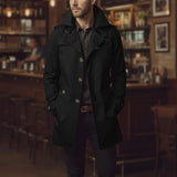 Trench Coat with Button Front and Wide Collar