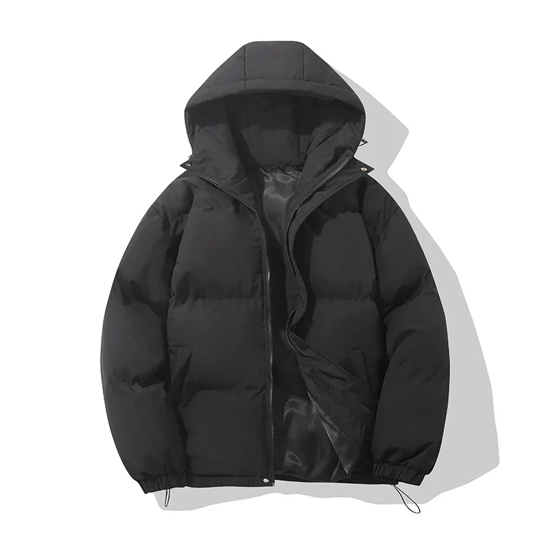 Oversized Cropped Puffer Jacket with Zip Front