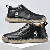 Lace-Up Sneakers with Side Zip and Stitched Sole
