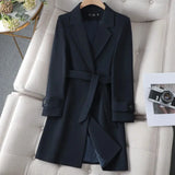 Double-Breasted Blazer Coat with Lapel Collar and Button Cuff